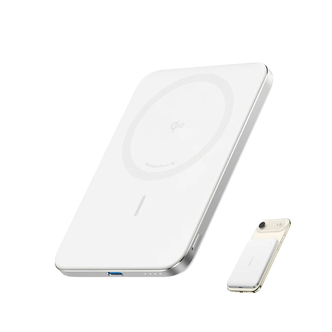 White Anker Nano Power Bank Ultra-Slim on a white background