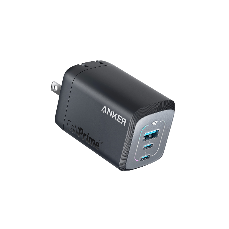 Anker GaN Prime charging adapter with dual USB ports on a white background
