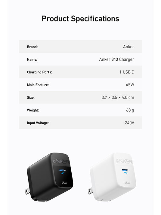 ANKER 313 CHARGER (45W) BLACK