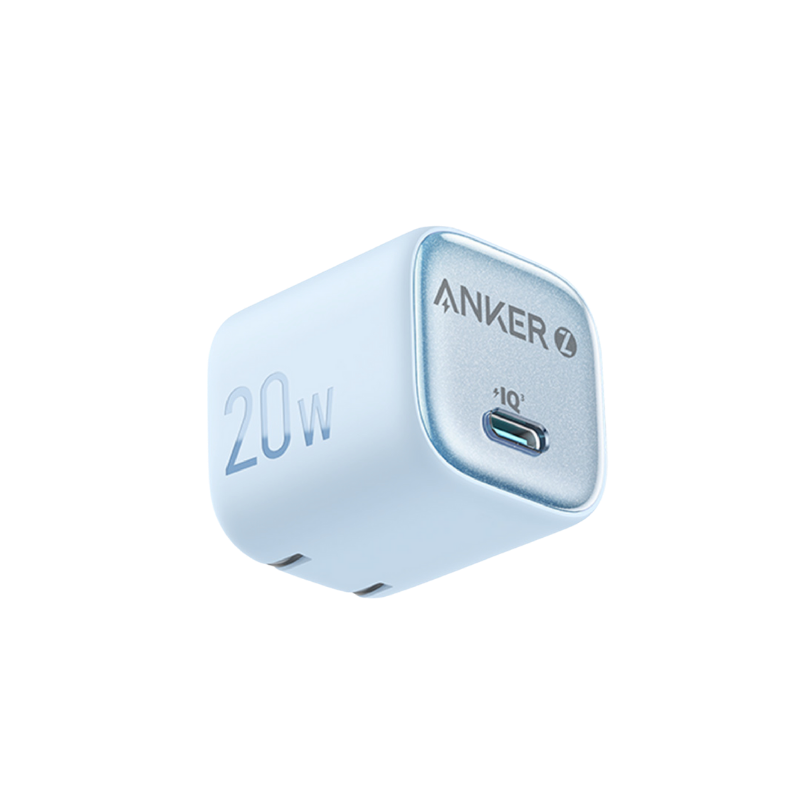 Anker power adapter with USB-C port on a white background