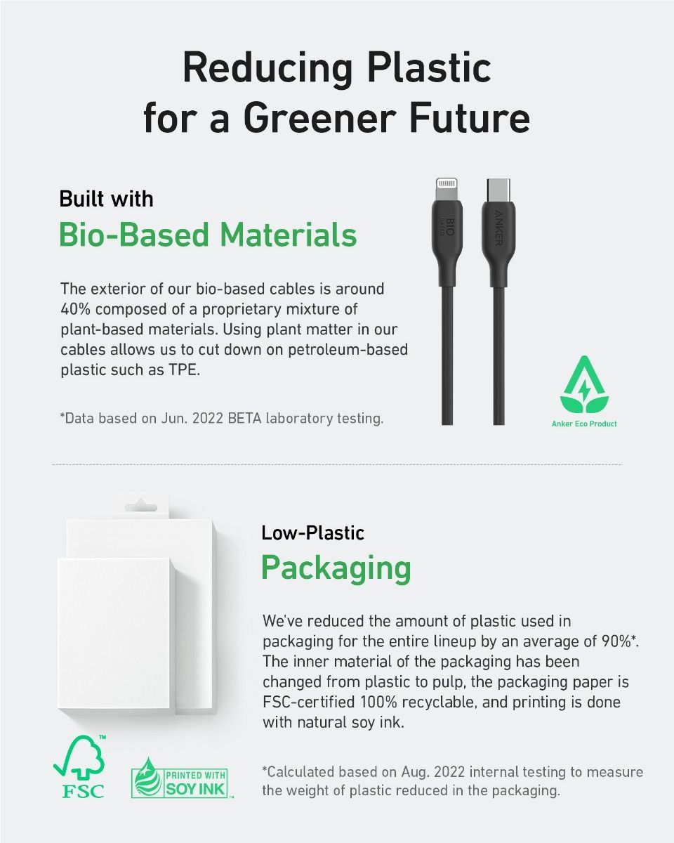 Anker 542 USB-C TO Lightning Cable (Bio-Based) 3ft Black