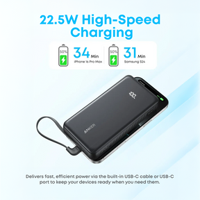 Anker Zolo Power Bank 20,000mAh 22.5W High-Speed Portable Charger with Built-in USB- C