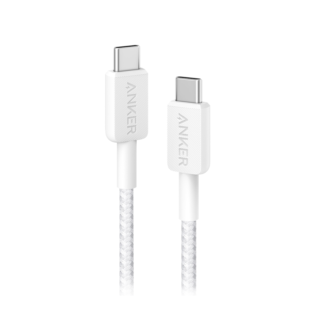 Anker 322 USB-C to USB-C Nylon Braided Cable (3ft) White.
