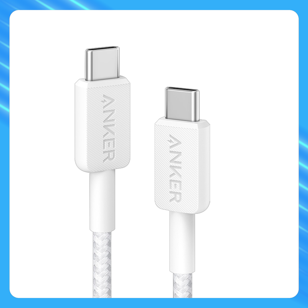 Anker 322 USB-C to USB-C Nylon Braided Cable (3ft) White