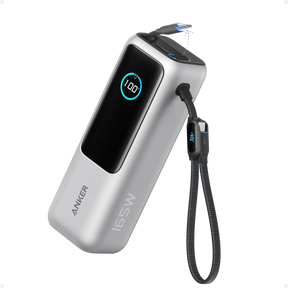 Anker Laptop Power Bank (25K, 165W, Built-In and Retractable Cables) Silver