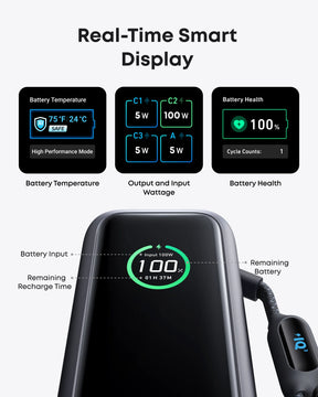 Anker 165W Power Bank dual built-in USB-C cables 2.3ft adjustable and 0.98ft carrying strap 