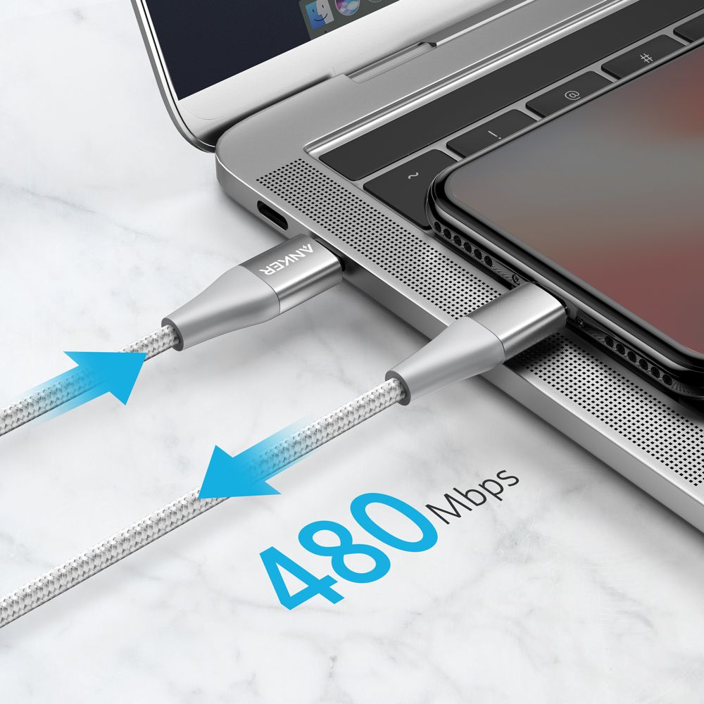 Anker PowerLine +II USB-C Cable with Lightning Connector 3ft Silver