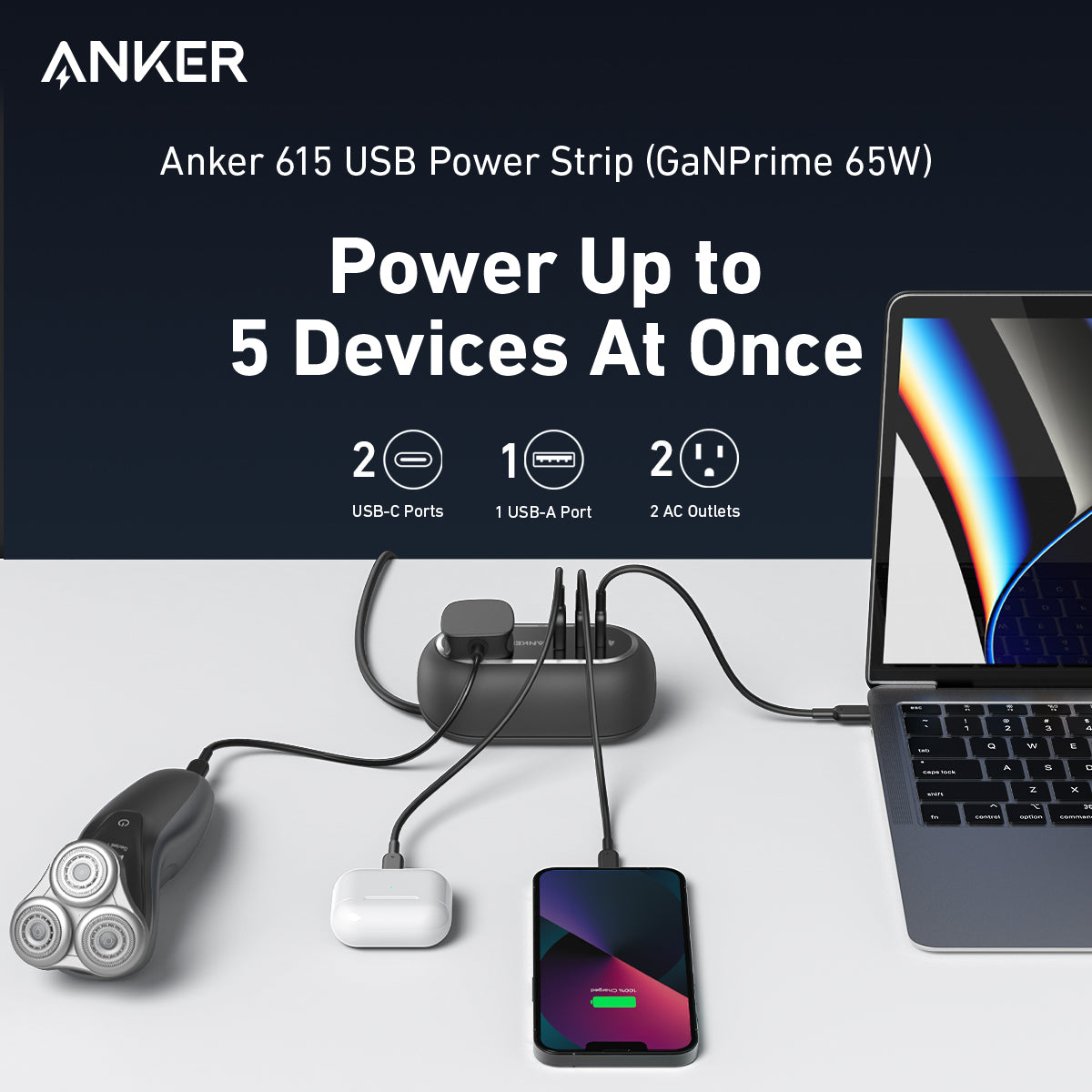 Anker 615 USB Power Strip (65W) GaNPrime