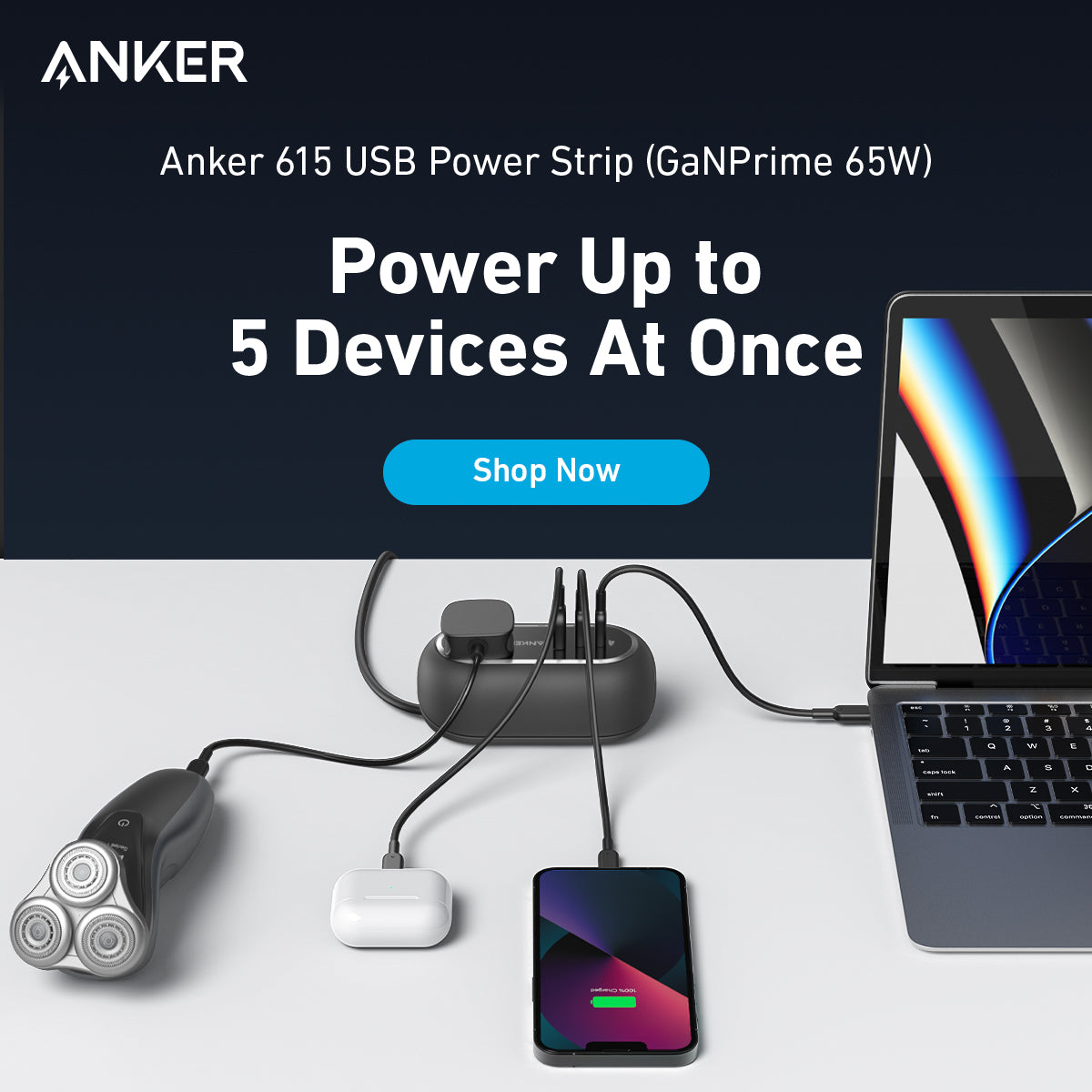 Anker 615 USB Power Strip (65W) GaNPrime